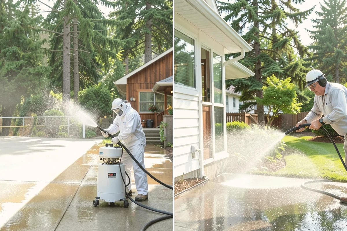 Fence Washing in Kent, King County, WA - Walk the fence line and identify wood, vinyl, or metal sections