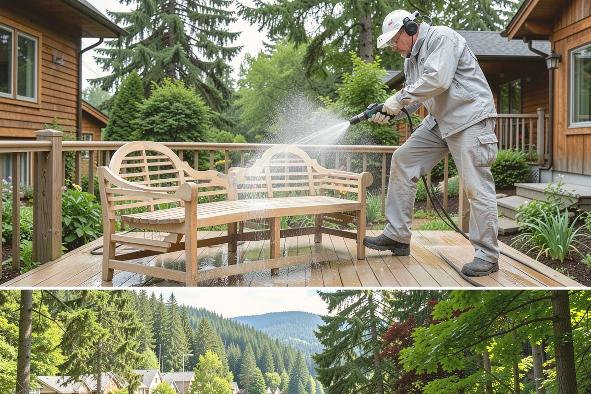 Fence Washing in Lake Forest Park, King County, WA - Late spring through early fall gives the boards time to dry between our frequent rain showers, making it the ideal window.