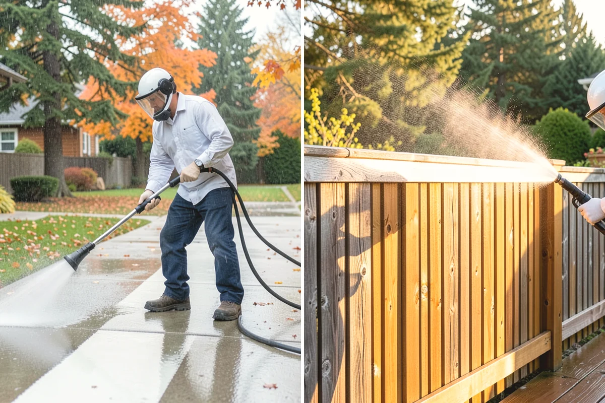 Fence Washing in Lake Stevens, Snohomish County, WA - Walk the fence line and identify wood, vinyl, or metal sections