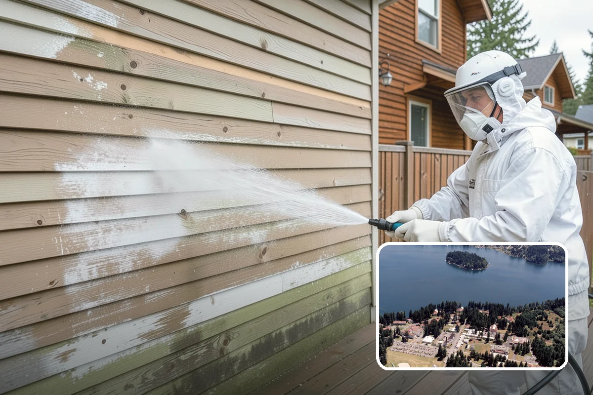 Fence Washing in Lakewood, Pierce County, WA - Removes the algae film that thrives on shaded PNW fence lines