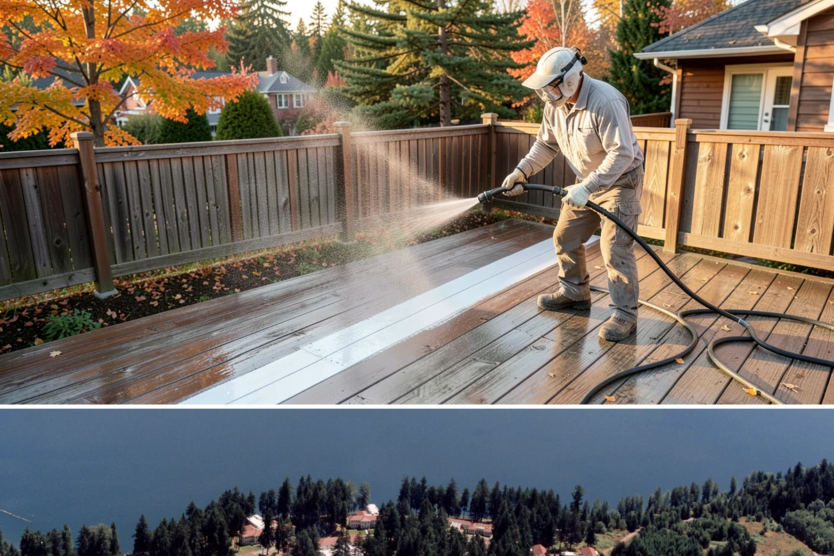 Fence Washing in Lakewood, Pierce County, WA - Late spring through early fall gives the boards time to dry between our frequent rain showers, making it the ideal window.