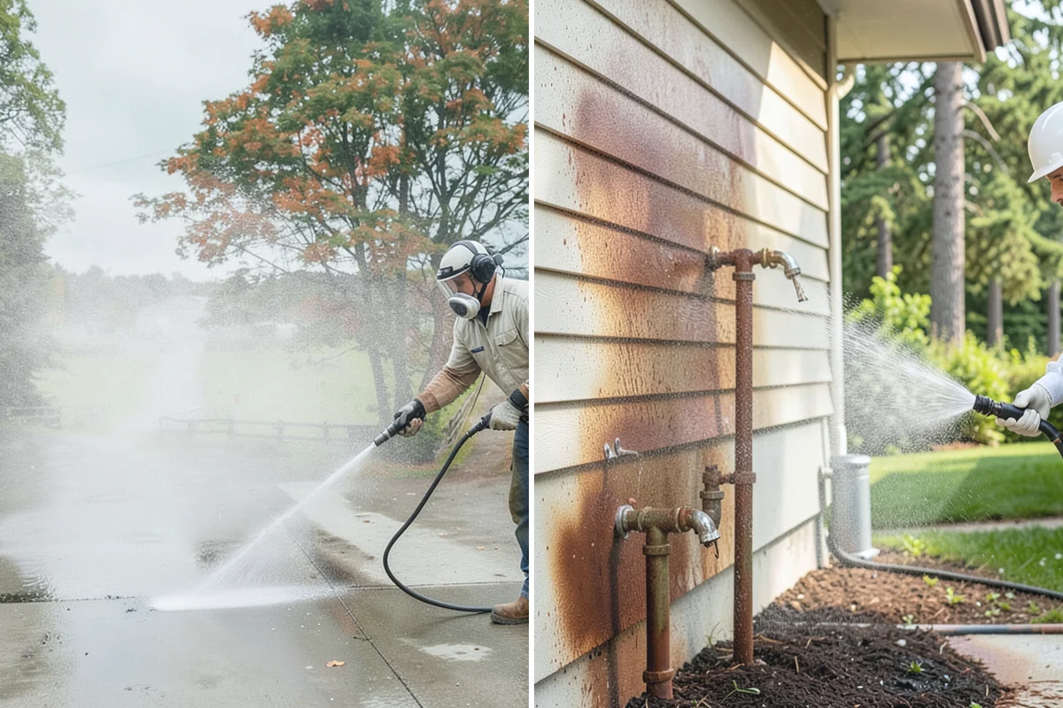 Fence Washing in Marysville, Snohomish County, WA - Walk the fence line and identify wood, vinyl, or metal sections
