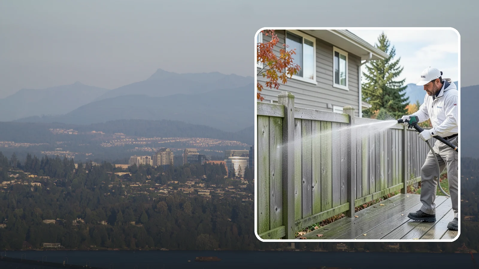Fence Washing in Medina, King County, WA - A full-panel fence wash that lifts the gray-green grime our constant Puget Sound drizzle bakes onto wood, vinyl, and metal alike.