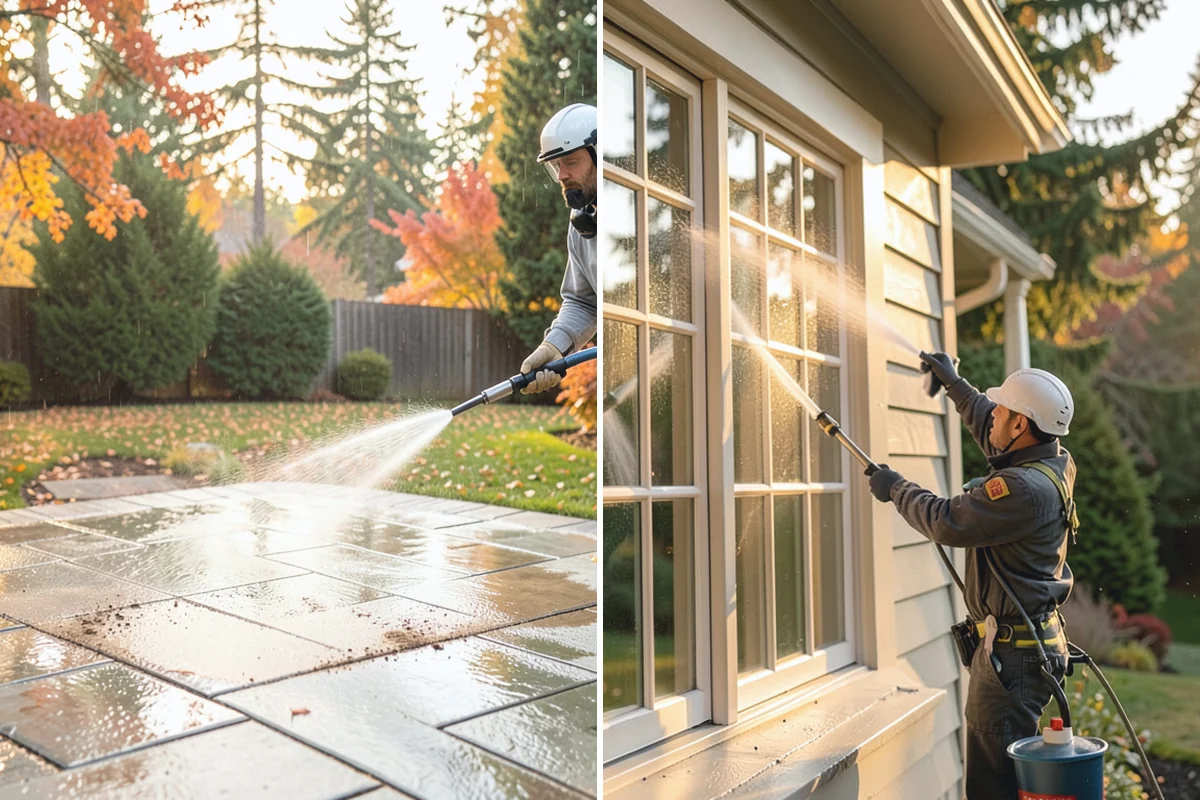 Fence Washing in Medina, King County, WA - Walk the fence line and identify wood, vinyl, or metal sections