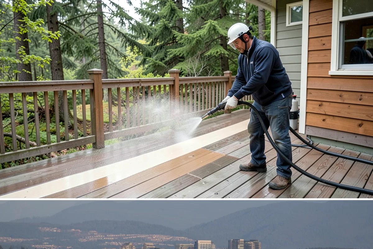 Fence Washing in Medina, King County, WA - Late spring through early fall gives the boards time to dry between our frequent rain showers, making it the ideal window.