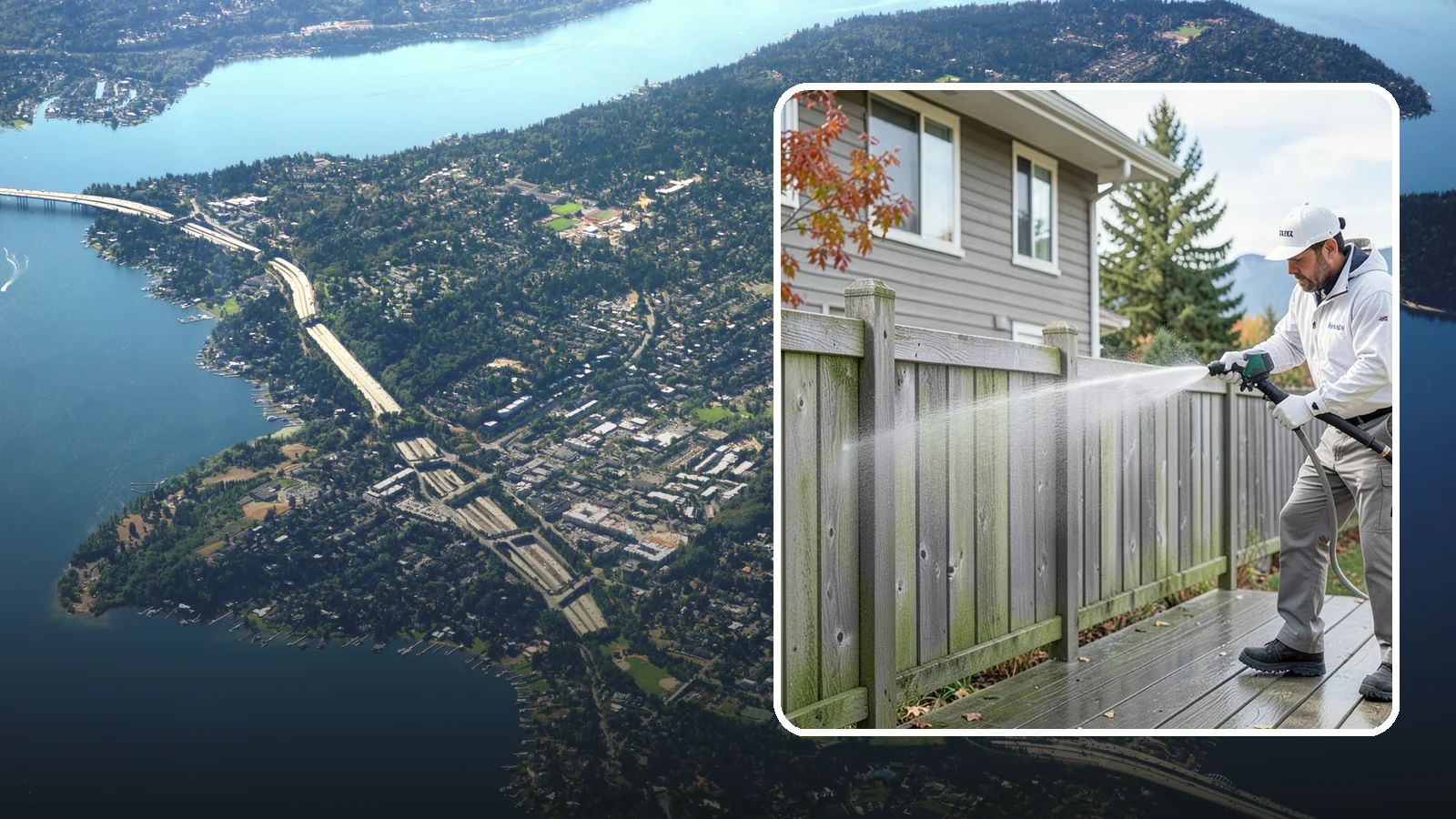 Fence Washing in Mercer Island, King County, WA - A full-panel fence wash that lifts the gray-green grime our constant Puget Sound drizzle bakes onto wood, vinyl, and metal alike.