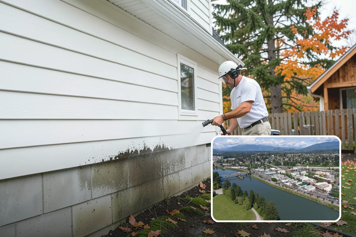 Fence Washing in Mount Vernon, Skagit County, WA - Removes the algae film that thrives on shaded PNW fence lines