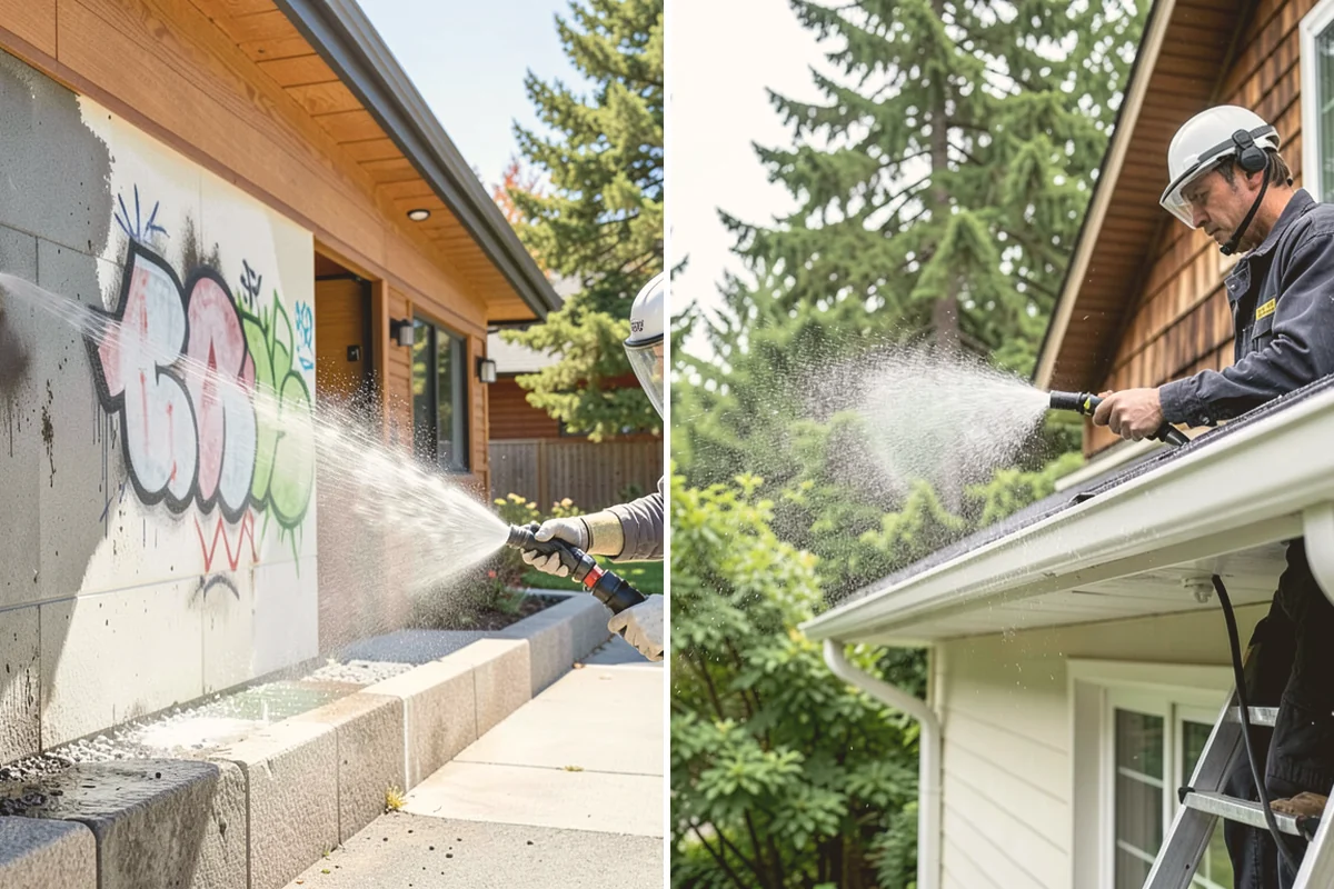 Fence Washing in Mount Vernon, Skagit County, WA - Walk the fence line and identify wood, vinyl, or metal sections