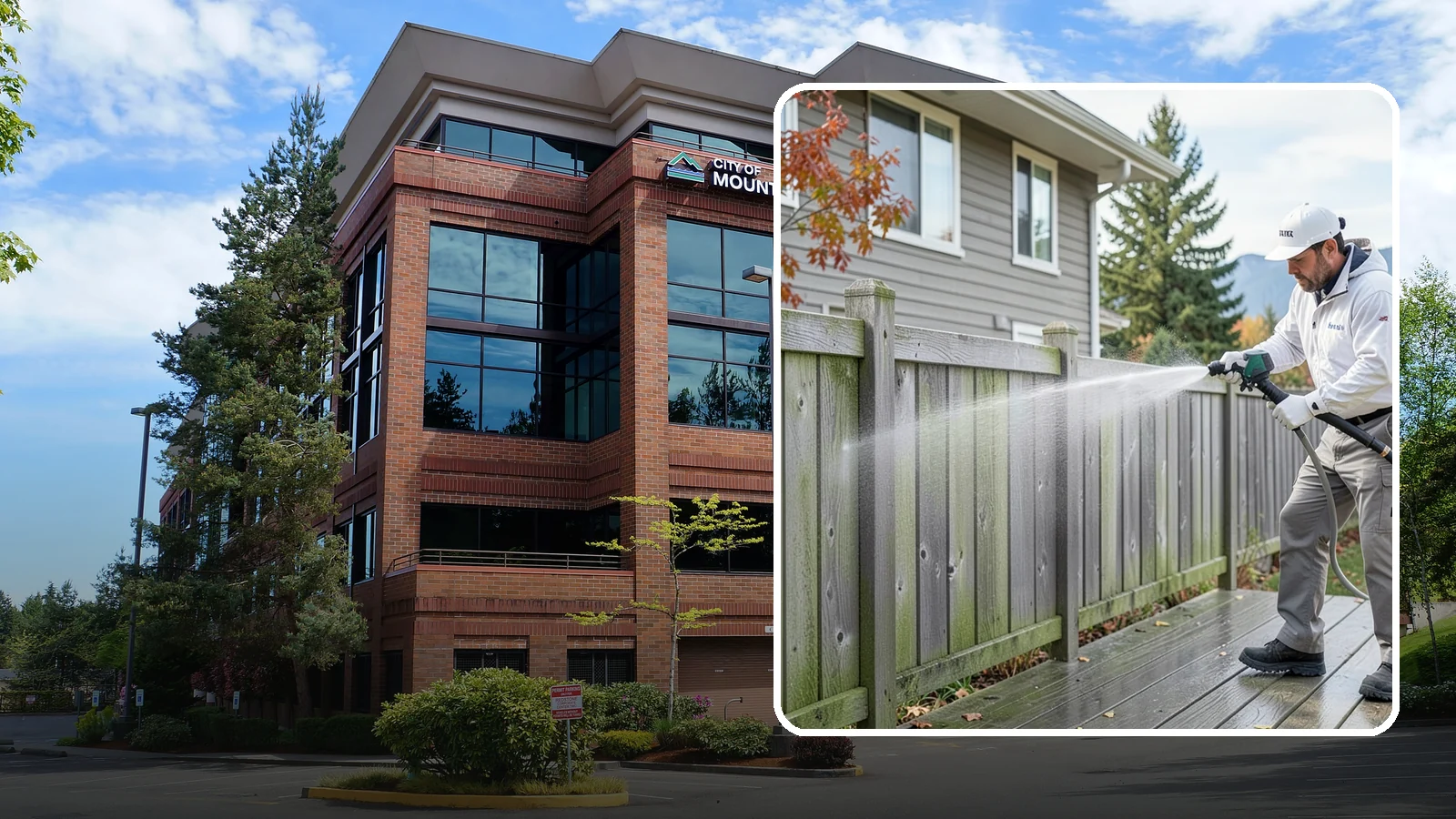 Fence Washing in Mountlake Terrace, Snohomish County, WA - A full-panel fence wash that lifts the gray-green grime our constant Puget Sound drizzle bakes onto wood, vinyl, and metal alike.