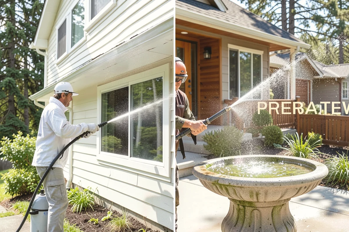 Fence Washing in Mountlake Terrace, Snohomish County, WA - Walk the fence line and identify wood, vinyl, or metal sections