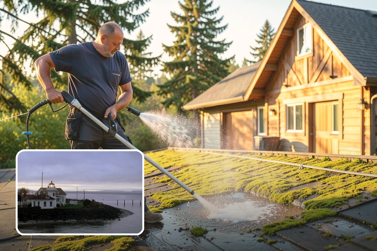 Fence Washing in Mukilteo, Snohomish County, WA - Removes the algae film that thrives on shaded PNW fence lines