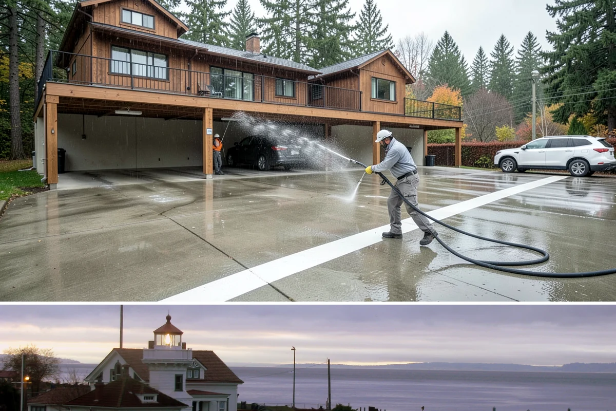 Fence Washing in Mukilteo, Snohomish County, WA - Late spring through early fall gives the boards time to dry between our frequent rain showers, making it the ideal window.