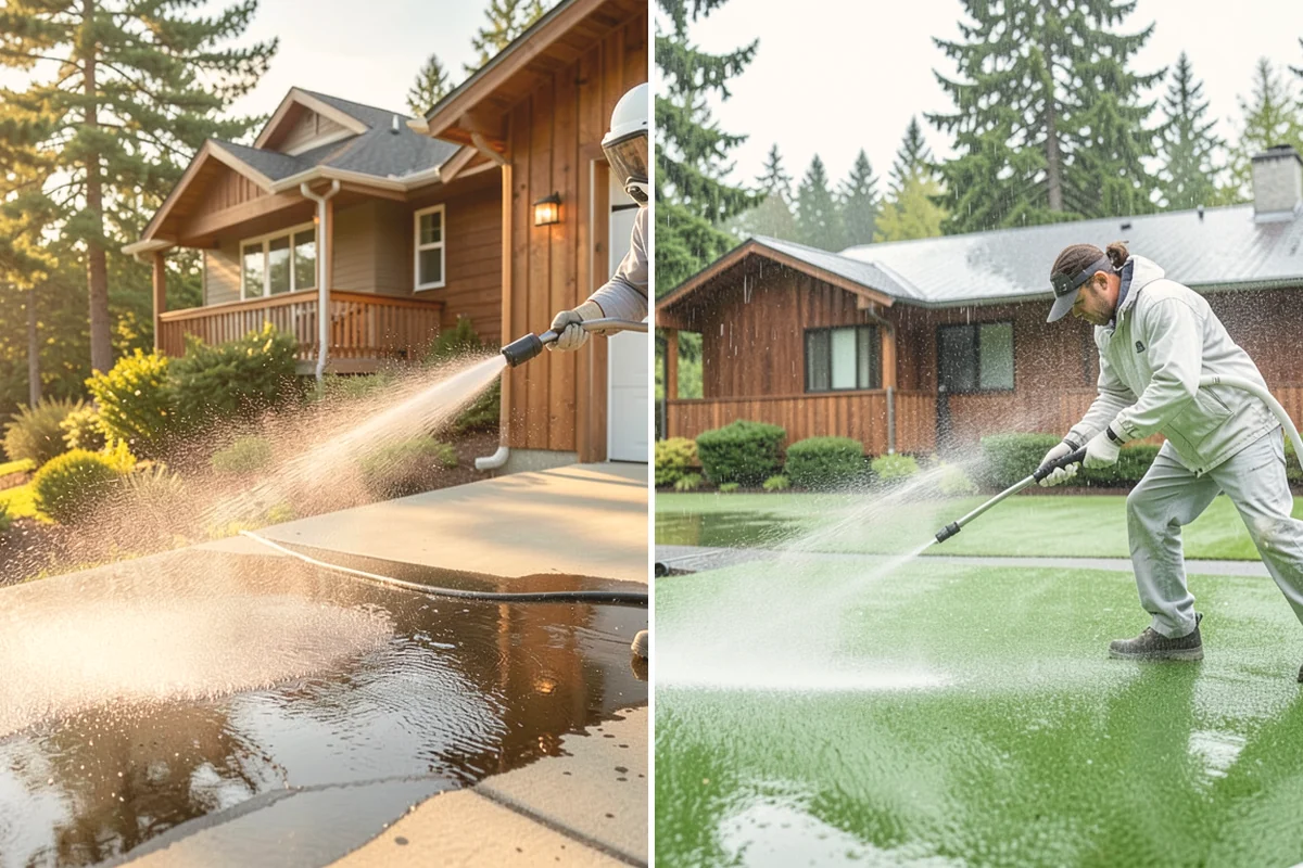 Fence Washing in Newcastle, King County, WA - Walk the fence line and identify wood, vinyl, or metal sections
