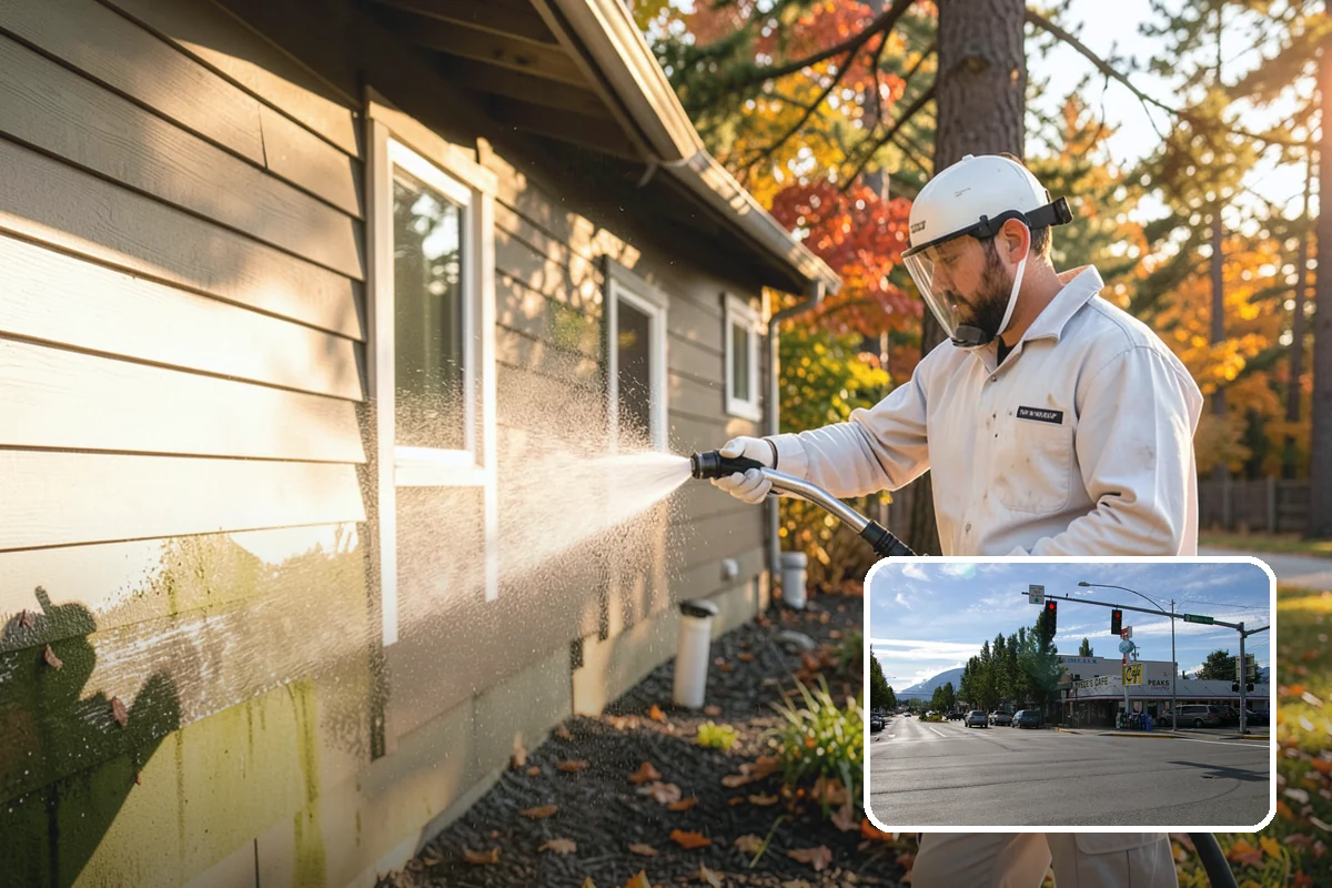 Fence Washing in North Bend, King County, WA - Removes the algae film that thrives on shaded PNW fence lines
