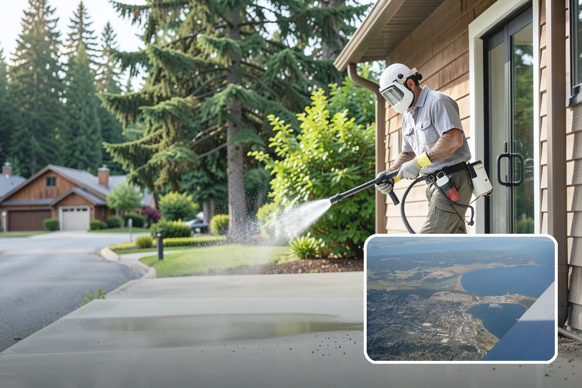 Fence Washing in Oak Harbor, Island County, WA - Removes the algae film that thrives on shaded PNW fence lines