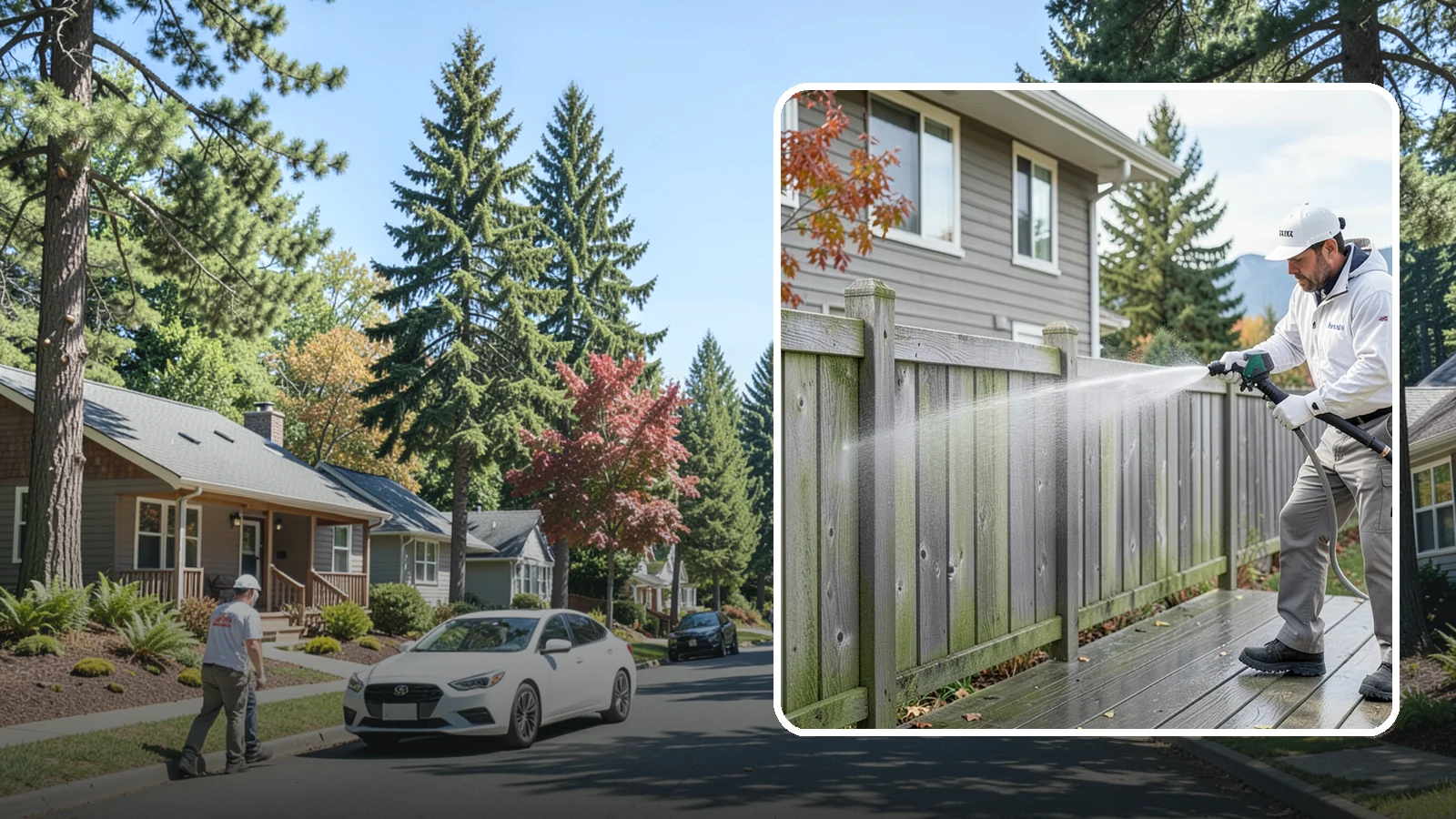 Fence Washing in Orting, Pierce County, WA - A full-panel fence wash that lifts the gray-green grime our constant Puget Sound drizzle bakes onto wood, vinyl, and metal alike.