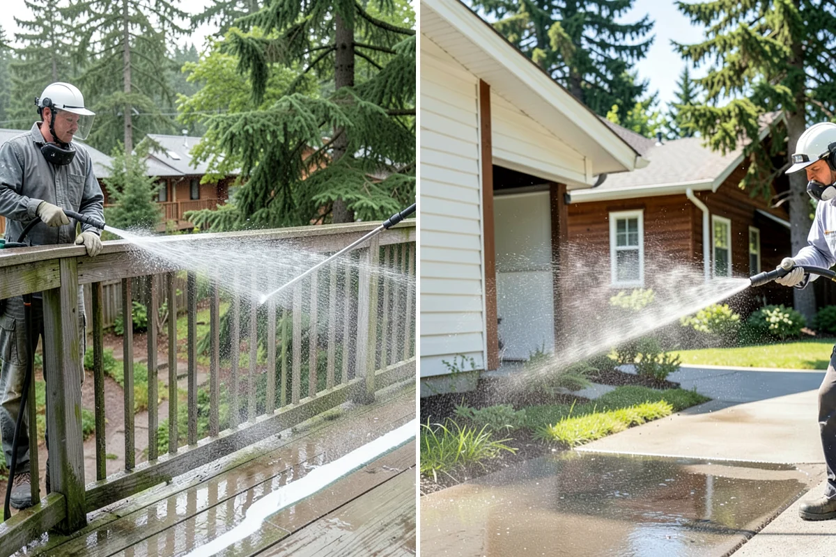 Fence Washing in Pacific, King County, WA - Walk the fence line and identify wood, vinyl, or metal sections