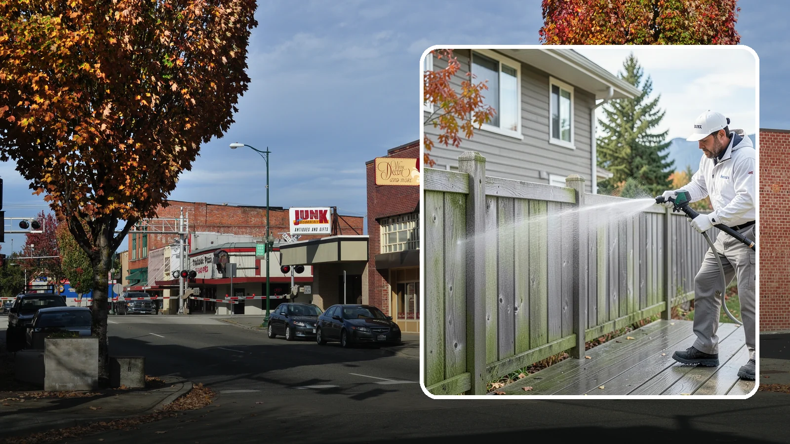 Fence Washing in Puyallup, Pierce County, WA - A full-panel fence wash that lifts the gray-green grime our constant Puget Sound drizzle bakes onto wood, vinyl, and metal alike.