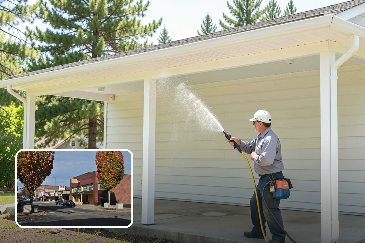Fence Washing in Puyallup, Pierce County, WA - Removes the algae film that thrives on shaded PNW fence lines