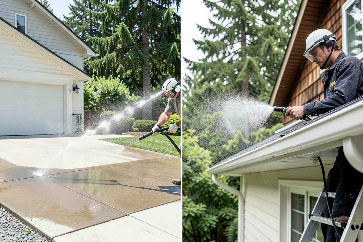 Fence Washing in Puyallup, Pierce County, WA - Walk the fence line and identify wood, vinyl, or metal sections