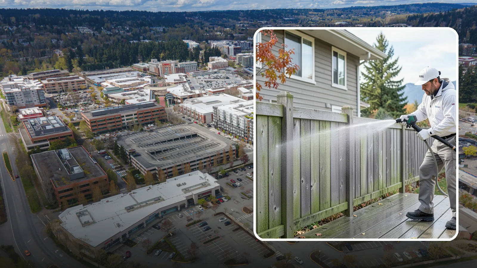 Fence Washing in Redmond, King County, WA - A full-panel fence wash that lifts the gray-green grime our constant Puget Sound drizzle bakes onto wood, vinyl, and metal alike.