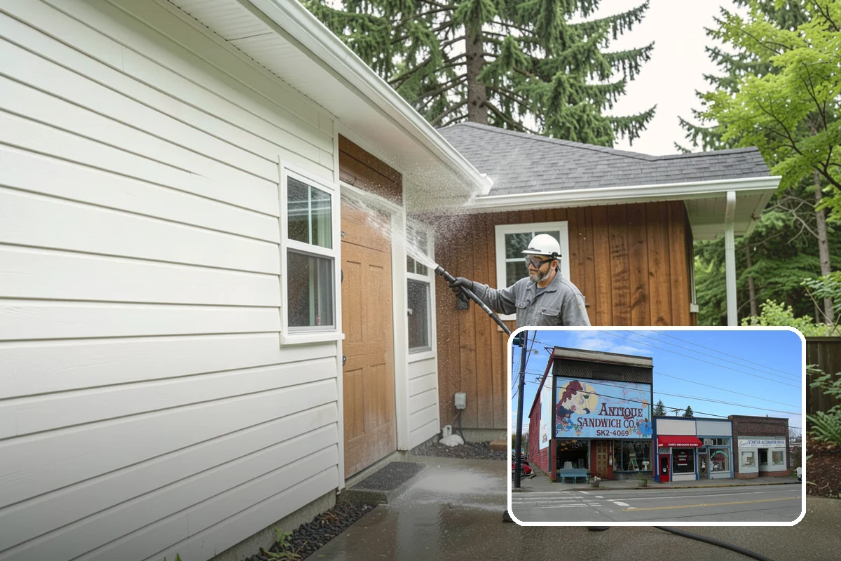 Fence Washing in Ruston, Pierce County, WA - Removes the algae film that thrives on shaded PNW fence lines