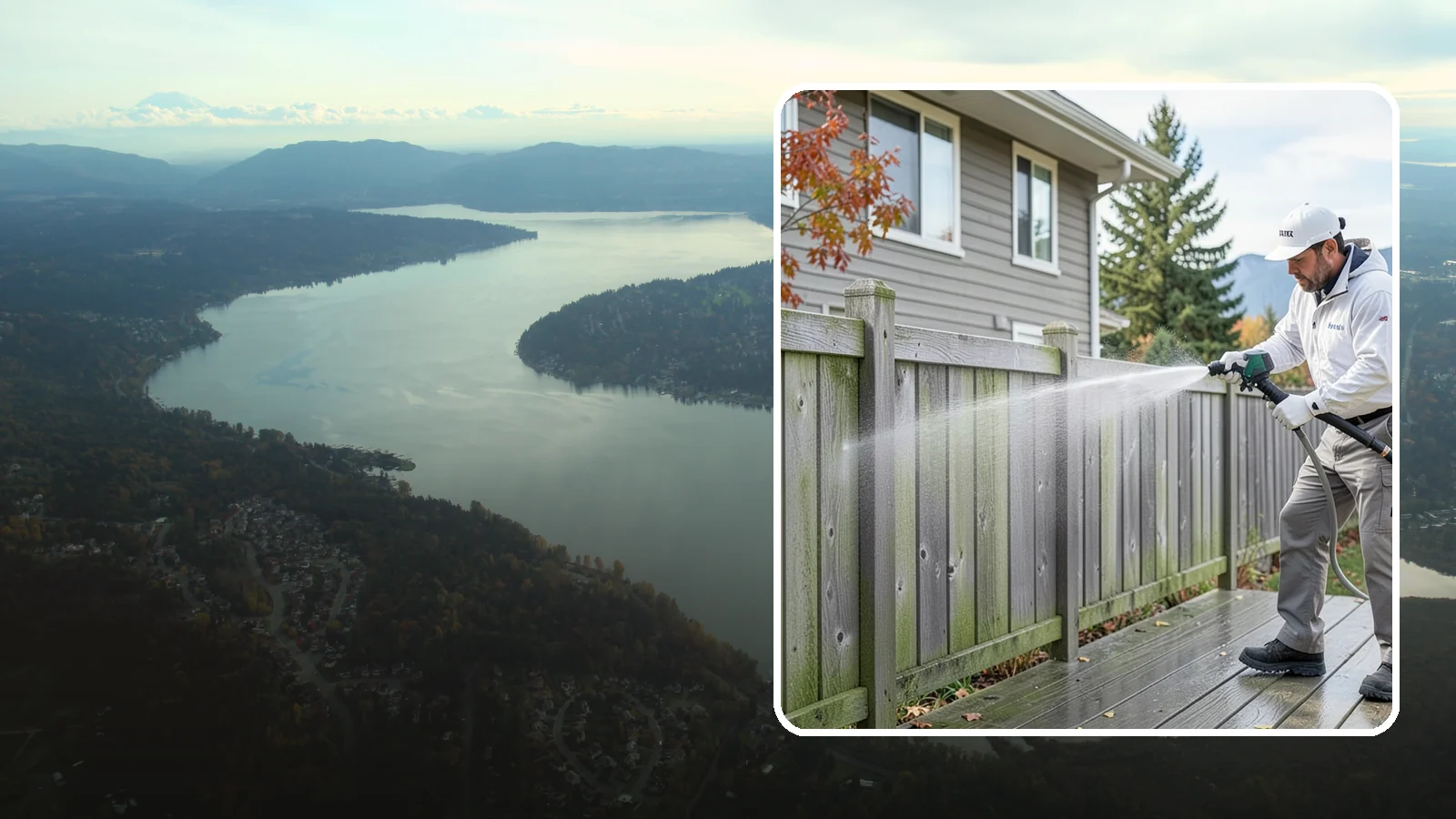Fence Washing in Sammamish, King County, WA - A full-panel fence wash that lifts the gray-green grime our constant Puget Sound drizzle bakes onto wood, vinyl, and metal alike.