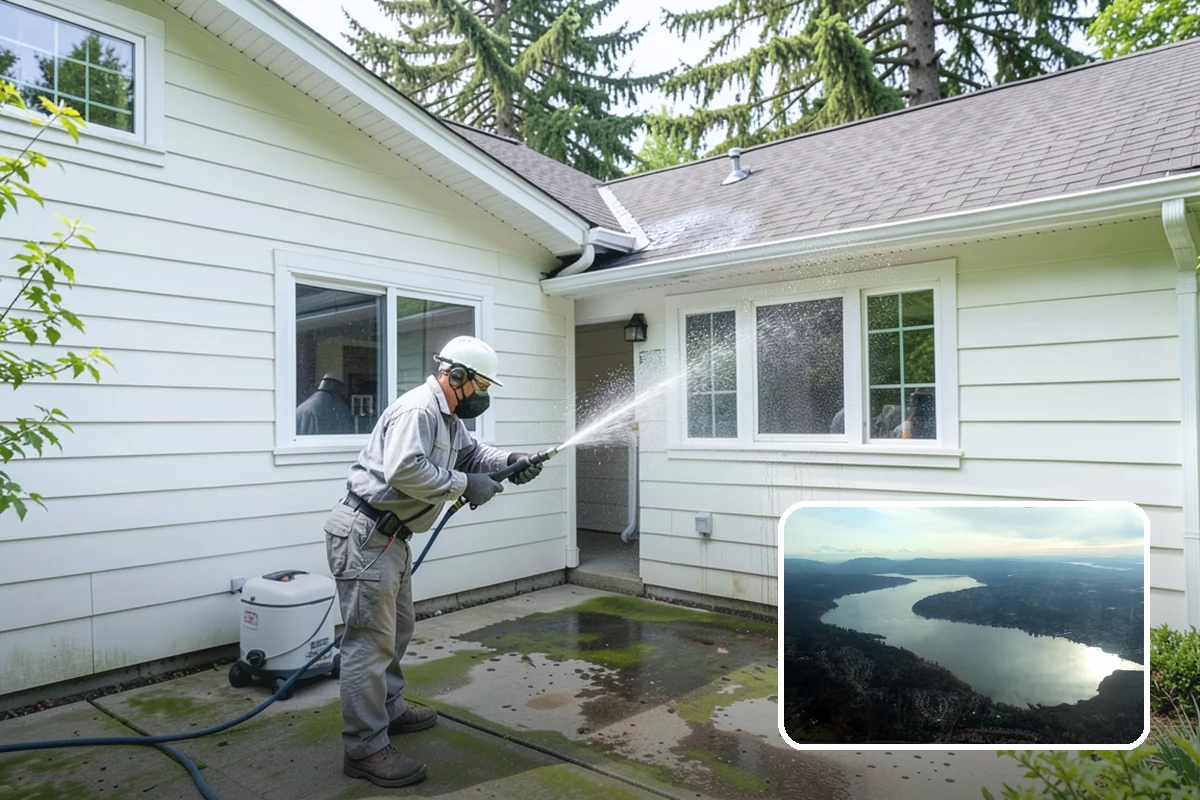 Fence Washing in Sammamish, King County, WA - Removes the algae film that thrives on shaded PNW fence lines
