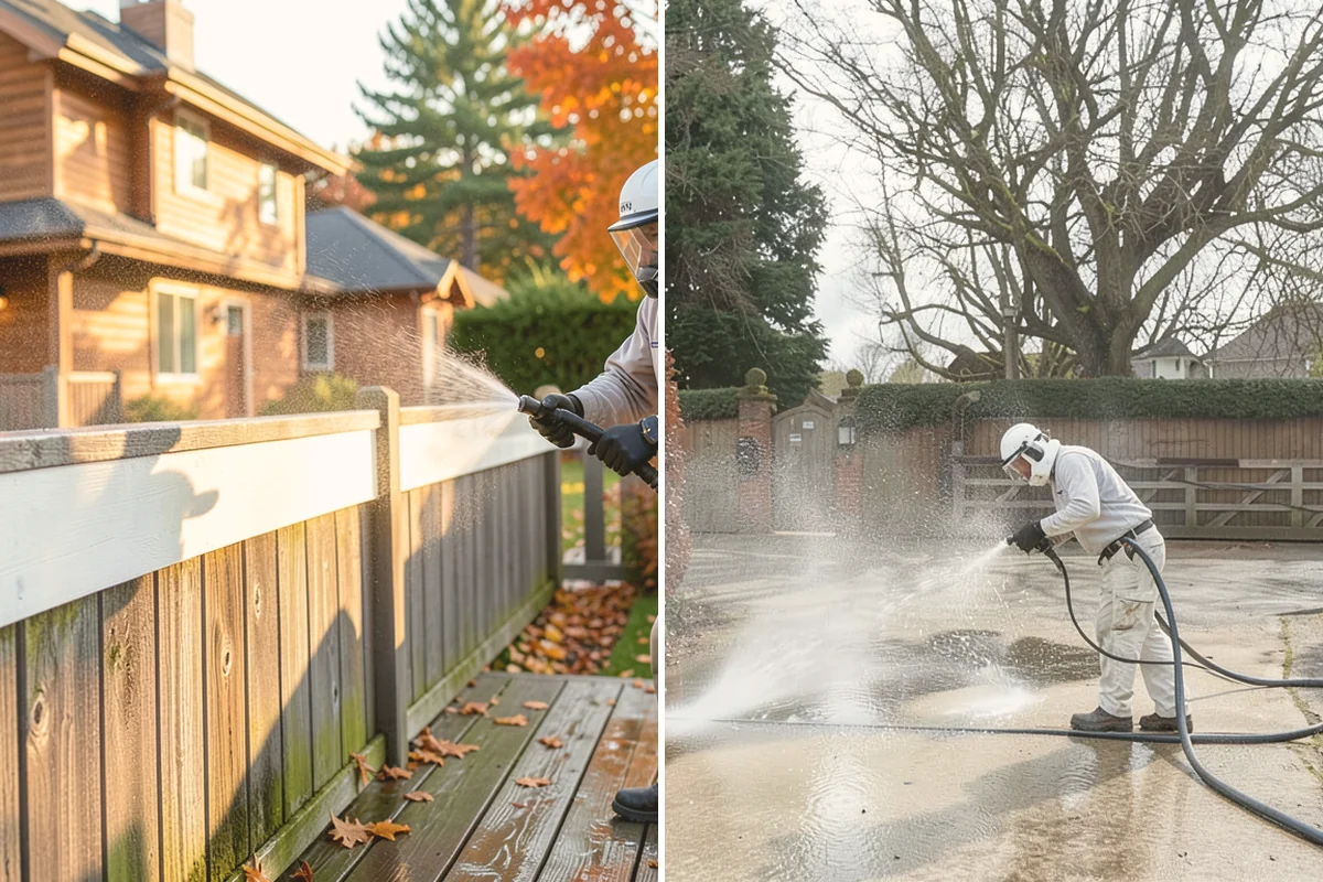 Fence Washing in Sammamish, King County, WA - Walk the fence line and identify wood, vinyl, or metal sections