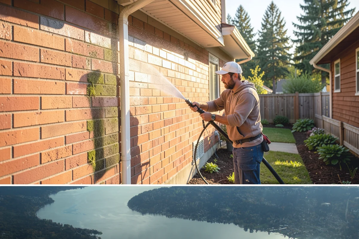 Fence Washing in Sammamish, King County, WA - Late spring through early fall gives the boards time to dry between our frequent rain showers, making it the ideal window.