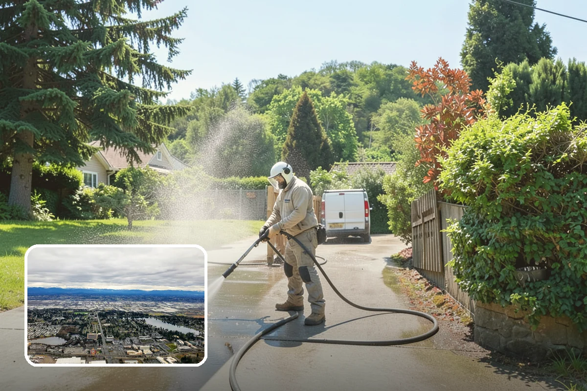 Fence Washing in SeaTac, King County, WA - Removes the algae film that thrives on shaded PNW fence lines