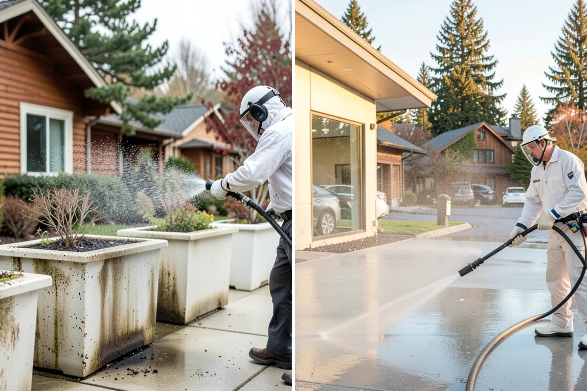 Fence Washing in Shoreline, King County, WA - Walk the fence line and identify wood, vinyl, or metal sections