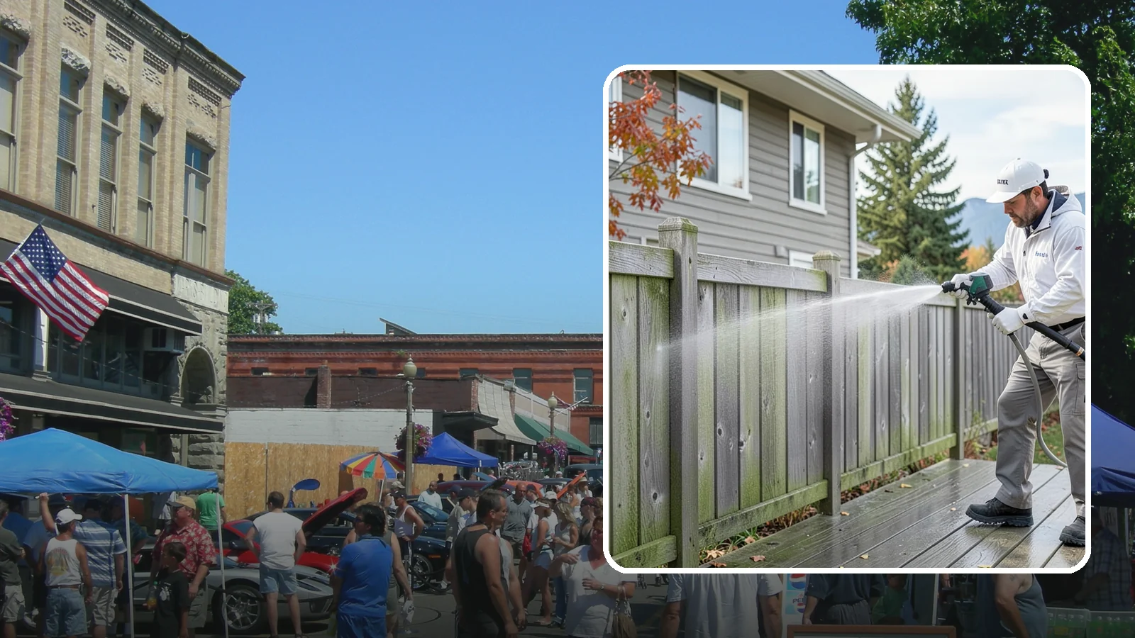 Fence Washing in Snohomish, Snohomish County, WA - A full-panel fence wash that lifts the gray-green grime our constant Puget Sound drizzle bakes onto wood, vinyl, and metal alike.