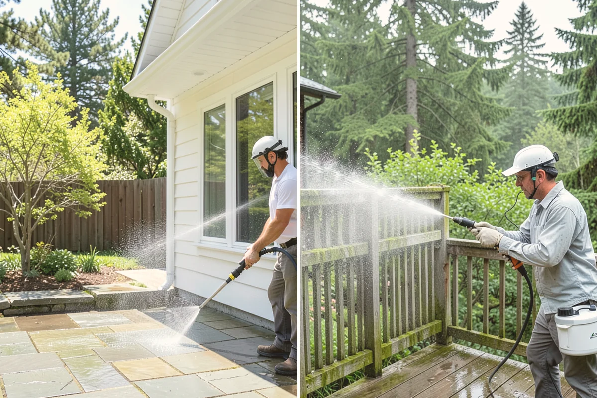 Fence Washing in Snohomish, Snohomish County, WA - Walk the fence line and identify wood, vinyl, or metal sections