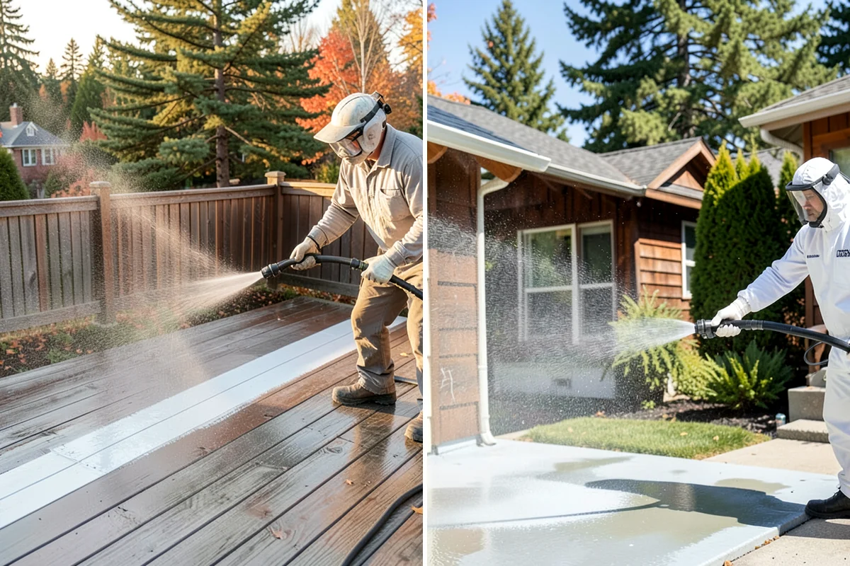Fence Washing in Snoqualmie, King County, WA - Walk the fence line and identify wood, vinyl, or metal sections