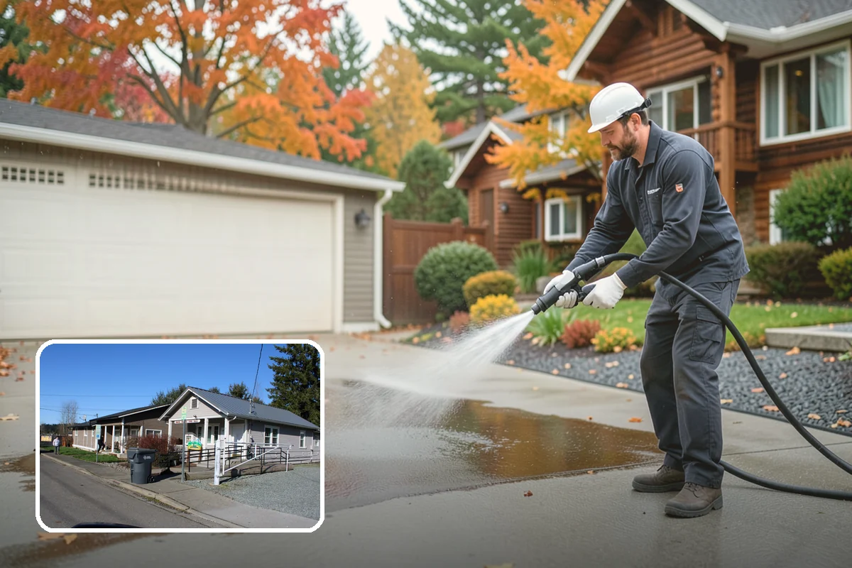 Fence Washing in South Prairie, Pierce County, WA - Removes the algae film that thrives on shaded PNW fence lines
