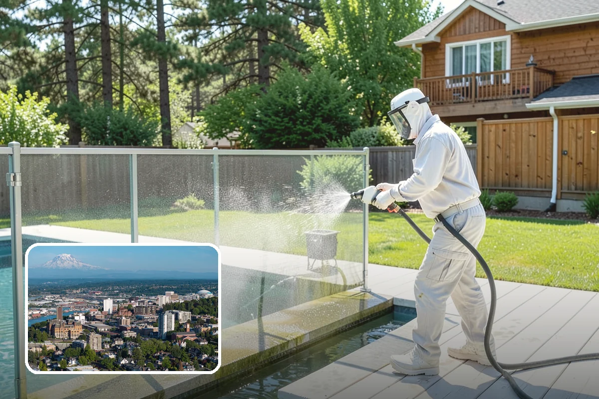 Fence Washing in Tacoma, Pierce County, WA - Removes the algae film that thrives on shaded PNW fence lines