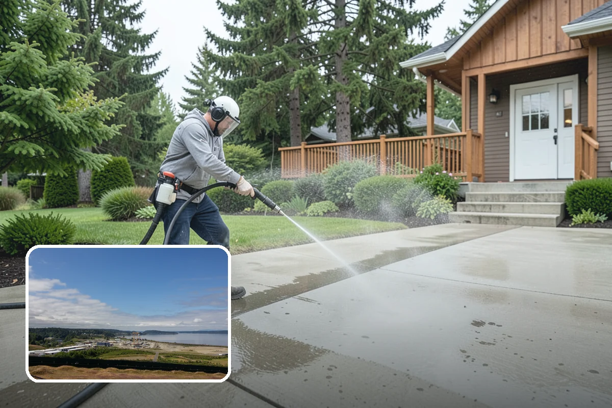 Fence Washing in University Place, Pierce County, WA - Removes the algae film that thrives on shaded PNW fence lines