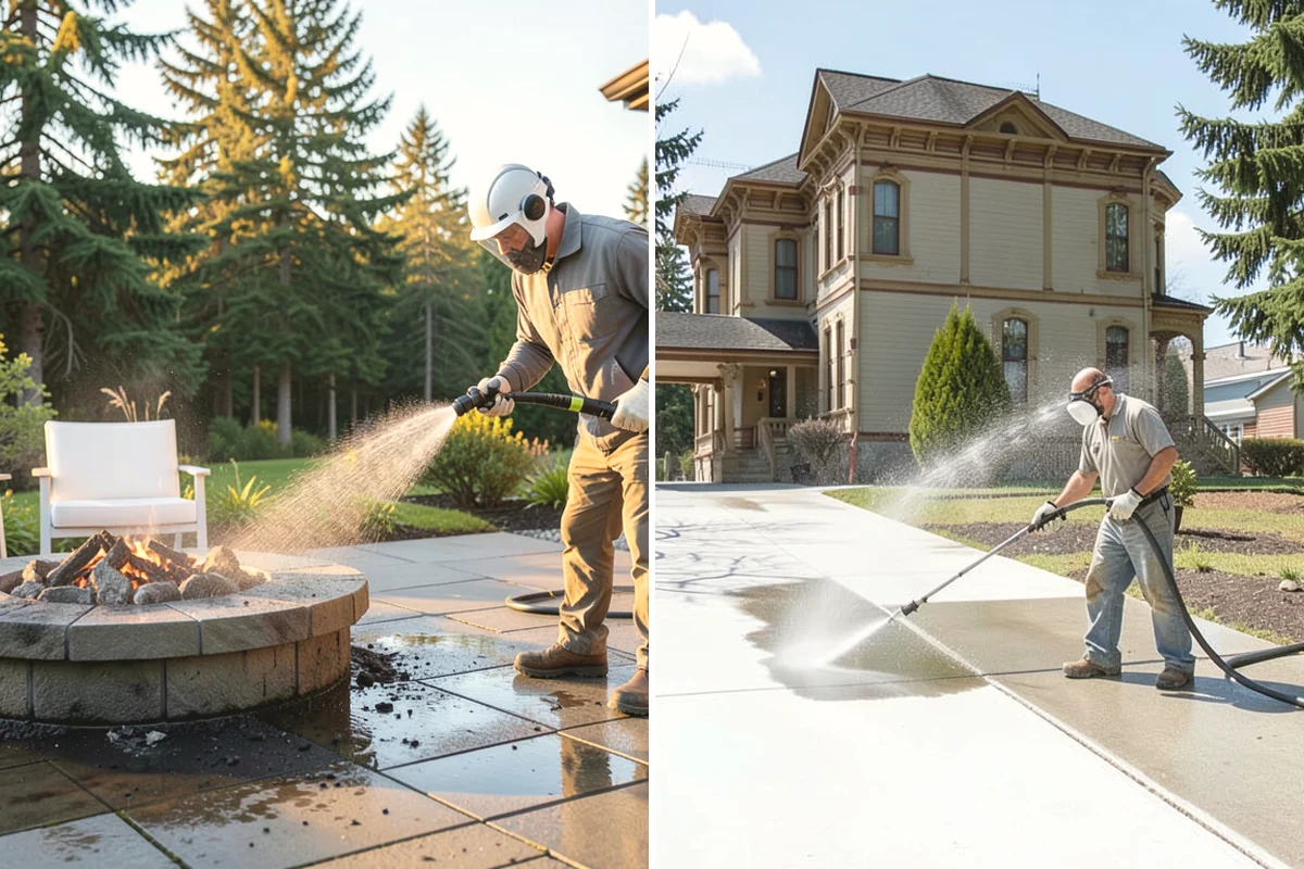 Fence Washing in University Place, Pierce County, WA - Walk the fence line and identify wood, vinyl, or metal sections