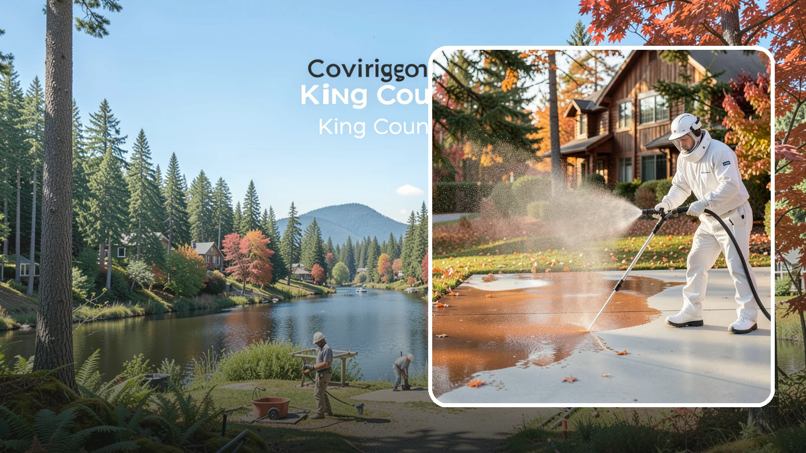 Fertilizer Stain Removal in Covington, King County, WA - Rust-toned fertilizer stain removal that clears the orange and brown marks fertilizer leaves on concrete and siding.