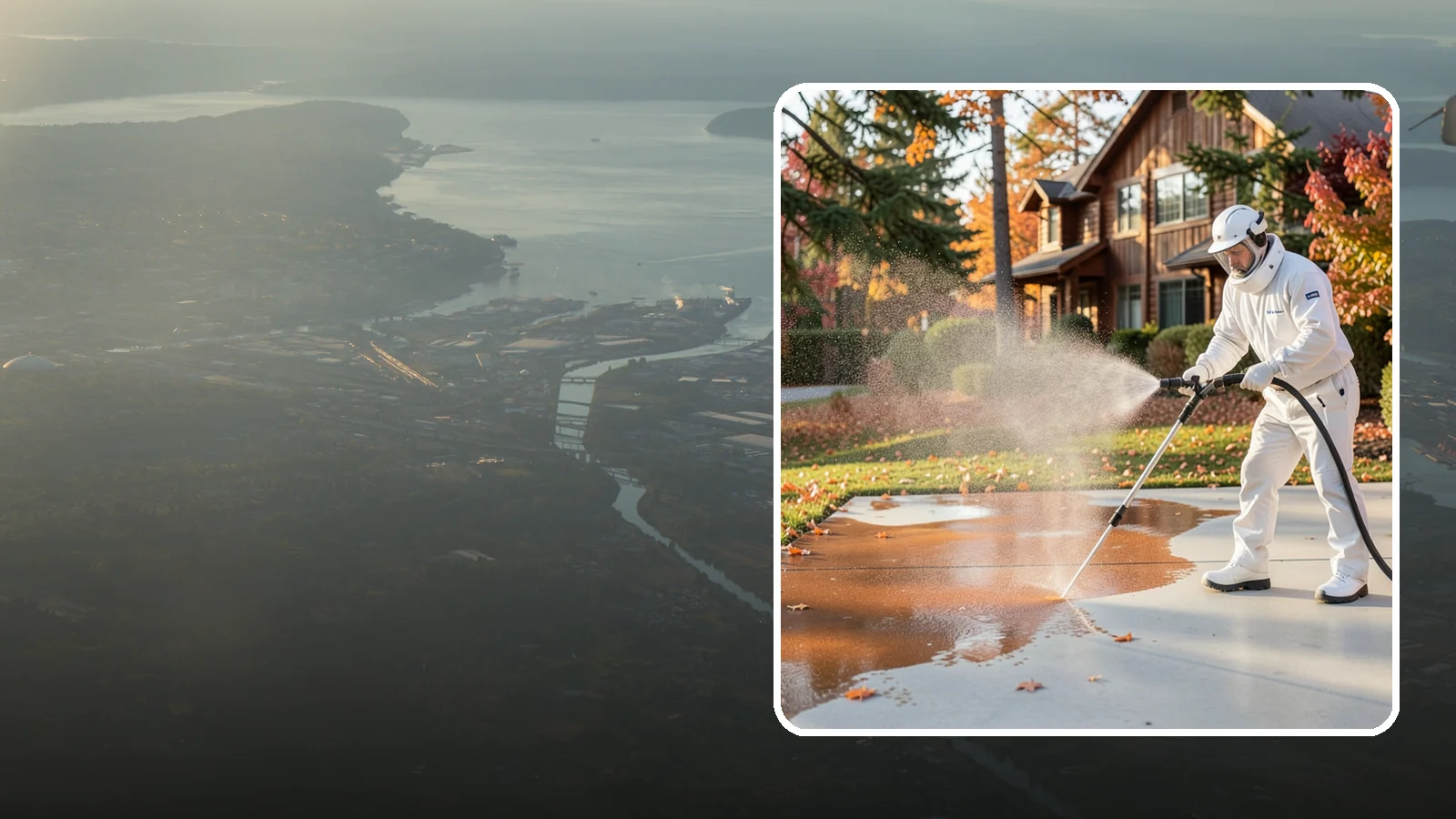 Fertilizer Stain Removal in Fife, Pierce County, WA - Rust-toned fertilizer stain removal that clears the orange and brown marks fertilizer leaves on concrete and siding.