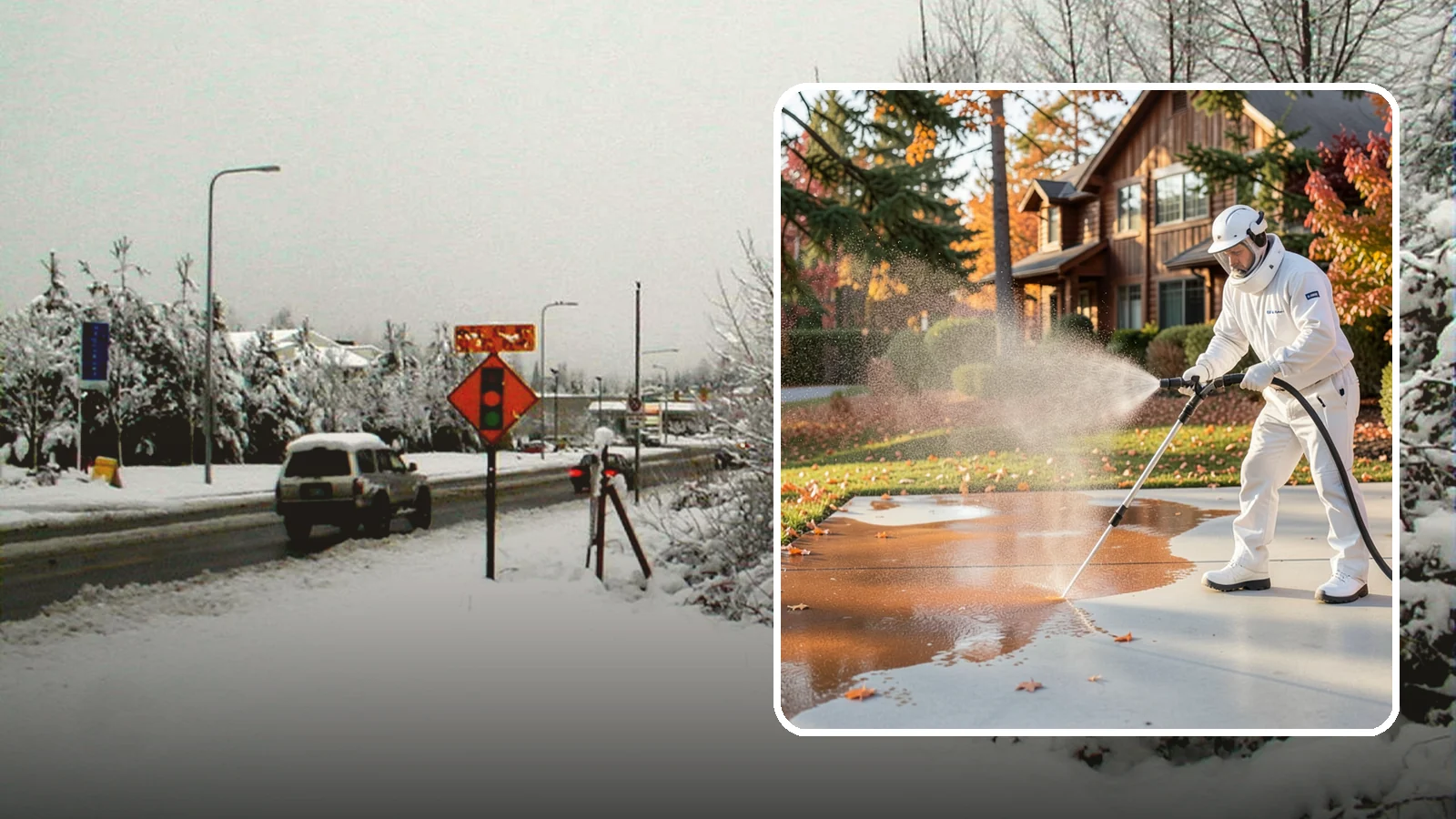 Fertilizer Stain Removal in Newcastle, King County, WA - Rust-toned fertilizer stain removal that clears the orange and brown marks fertilizer leaves on concrete and siding.
