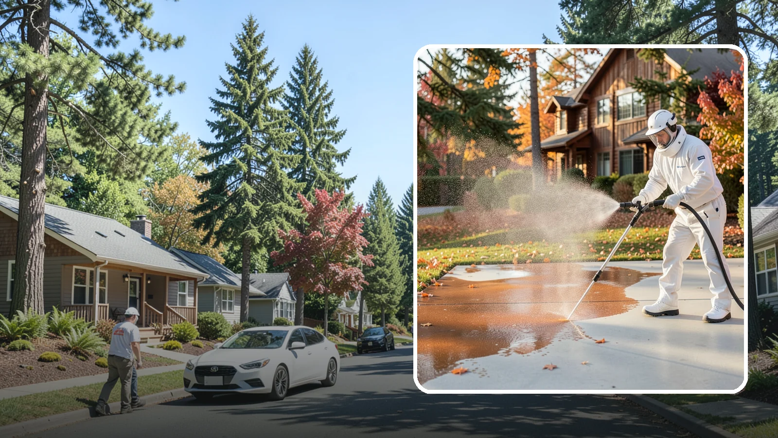 Fertilizer Stain Removal in Orting, Pierce County, WA - Rust-toned fertilizer stain removal that clears the orange and brown marks fertilizer leaves on concrete and siding.