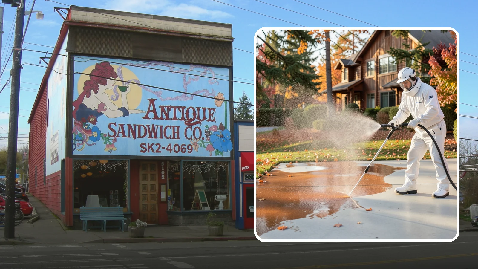 Fertilizer Stain Removal in Ruston, Pierce County, WA - Rust-toned fertilizer stain removal that clears the orange and brown marks fertilizer leaves on concrete and siding.