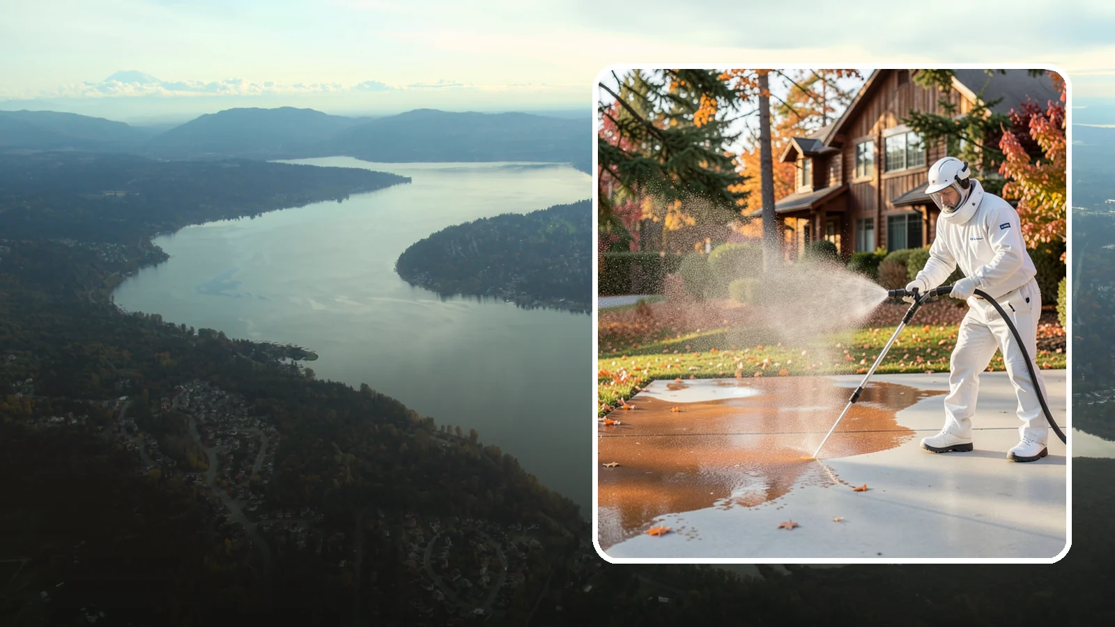 Fertilizer Stain Removal in Sammamish, King County, WA - Rust-toned fertilizer stain removal that clears the orange and brown marks fertilizer leaves on concrete and siding.