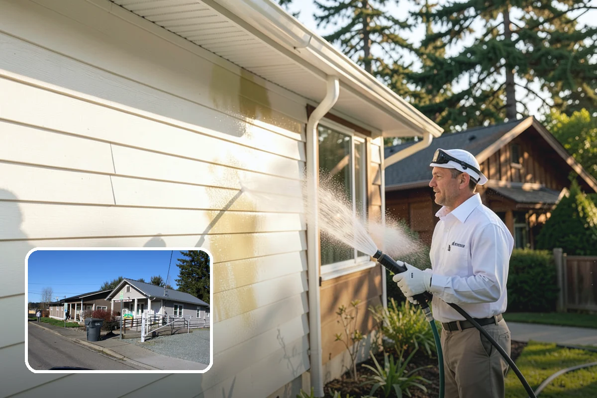 Fiber Cement Siding Washing in South Prairie, Pierce County, WA - Preserves factory paint and sealed board edges