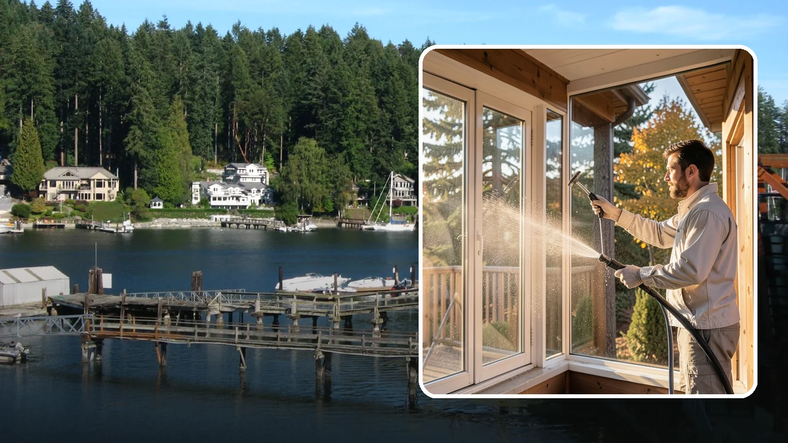 Fiberglass Cleaning in Gig Harbor, Pierce County, WA - Careful cleaning of fiberglass doors, panels, and surfaces that removes oxidation and grime while preserving the gelcoat.