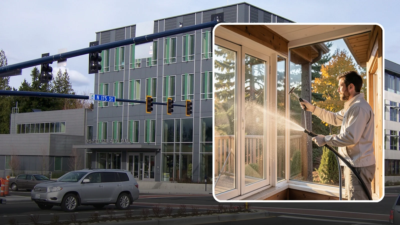 Fiberglass Cleaning in Shoreline, King County, WA - Careful cleaning of fiberglass doors, panels, and surfaces that removes oxidation and grime while preserving the gelcoat.