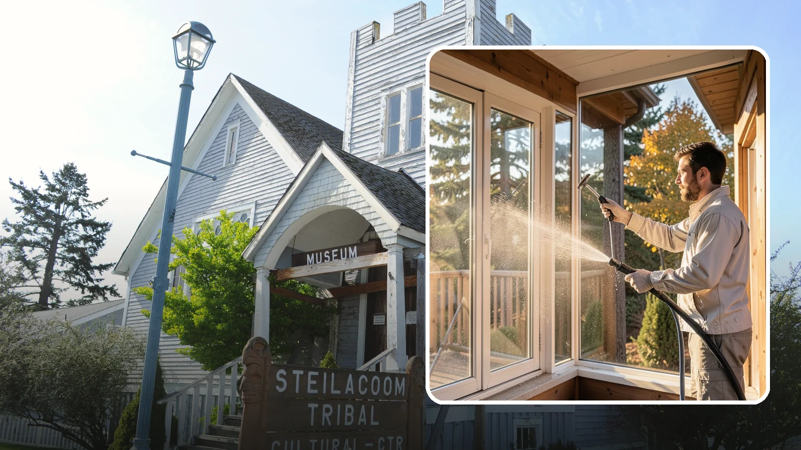 Fiberglass Cleaning in Steilacoom, Pierce County, WA - Careful cleaning of fiberglass doors, panels, and surfaces that removes oxidation and grime while preserving the gelcoat.