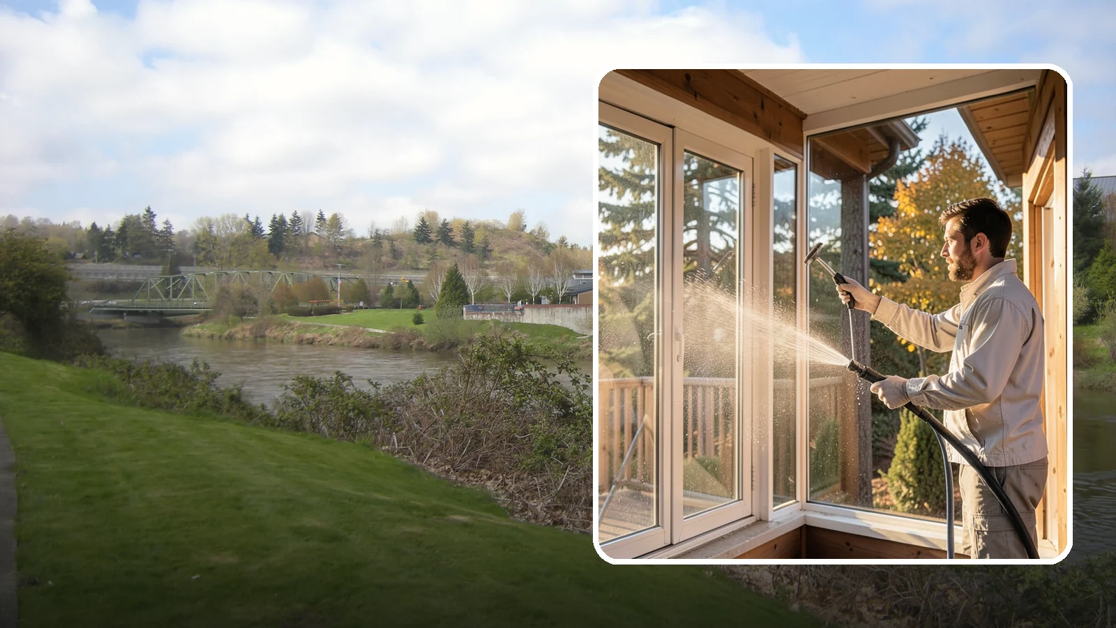 Fiberglass Cleaning in Tukwila, King County, WA - Careful cleaning of fiberglass doors, panels, and surfaces that removes oxidation and grime while preserving the gelcoat.